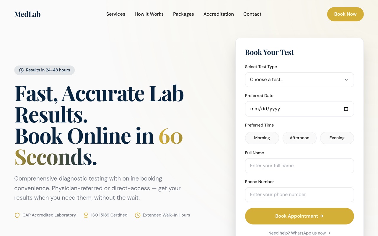 MedLab Diagnostics website made with monpage