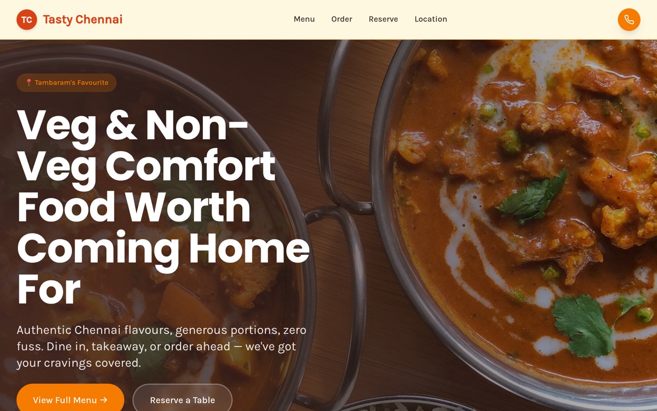 Tasty Chennai website made with monpage