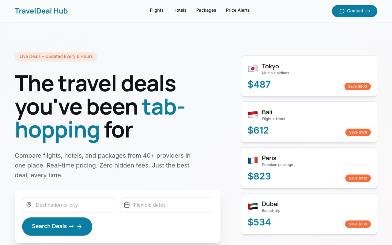 TravelDeal Hub website made with monpage