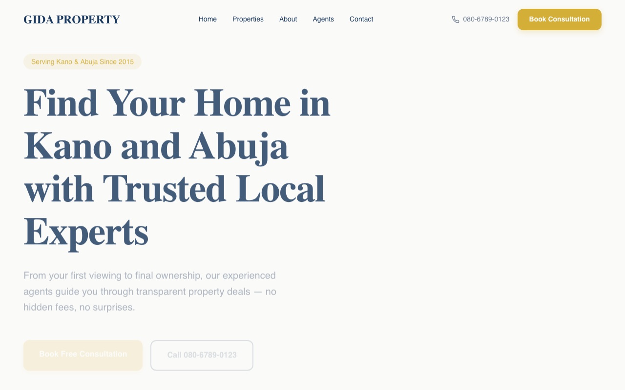 Gida Property website made with monpage