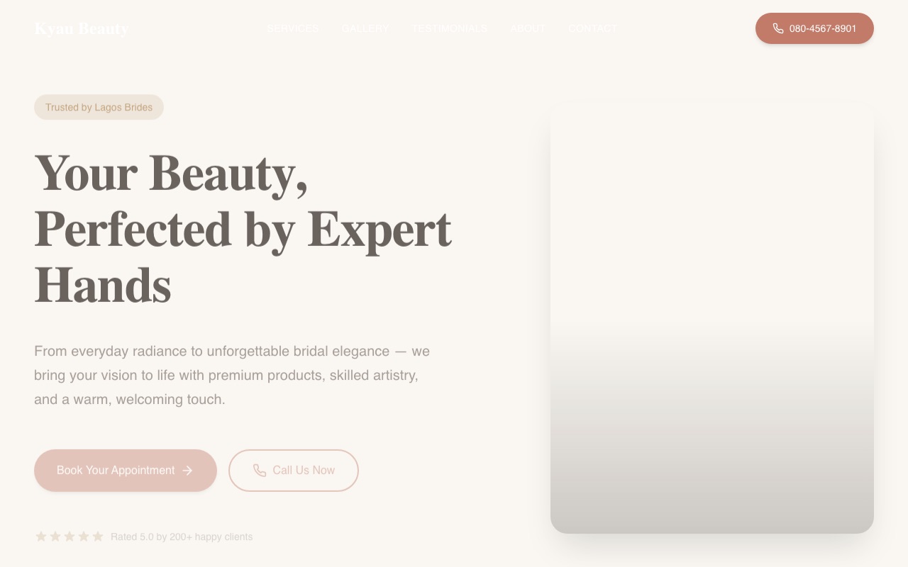 Kyau Beauty Salon website made with monpage