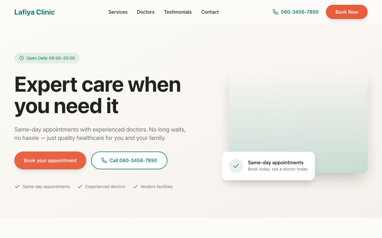 Lafiya Clinic website made with monpage