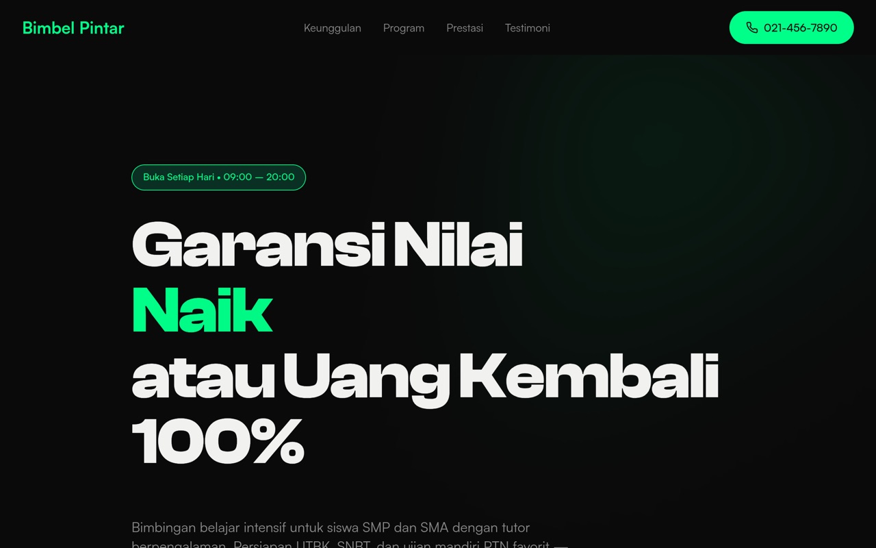 Bimbel Pintar website made with monpage
