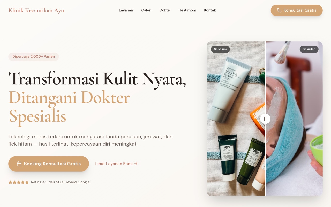 Klinik Kecantikan Ayu website made with monpage
