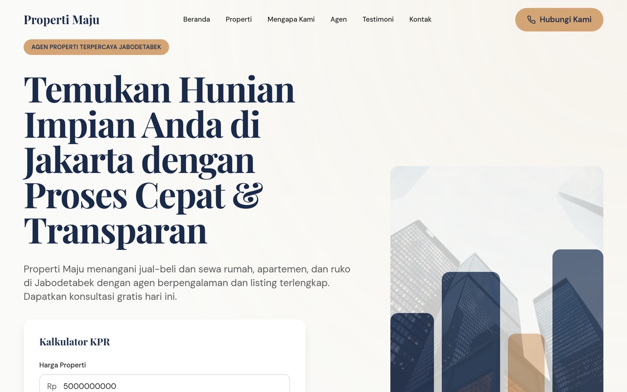 Properti Maju website made with monpage