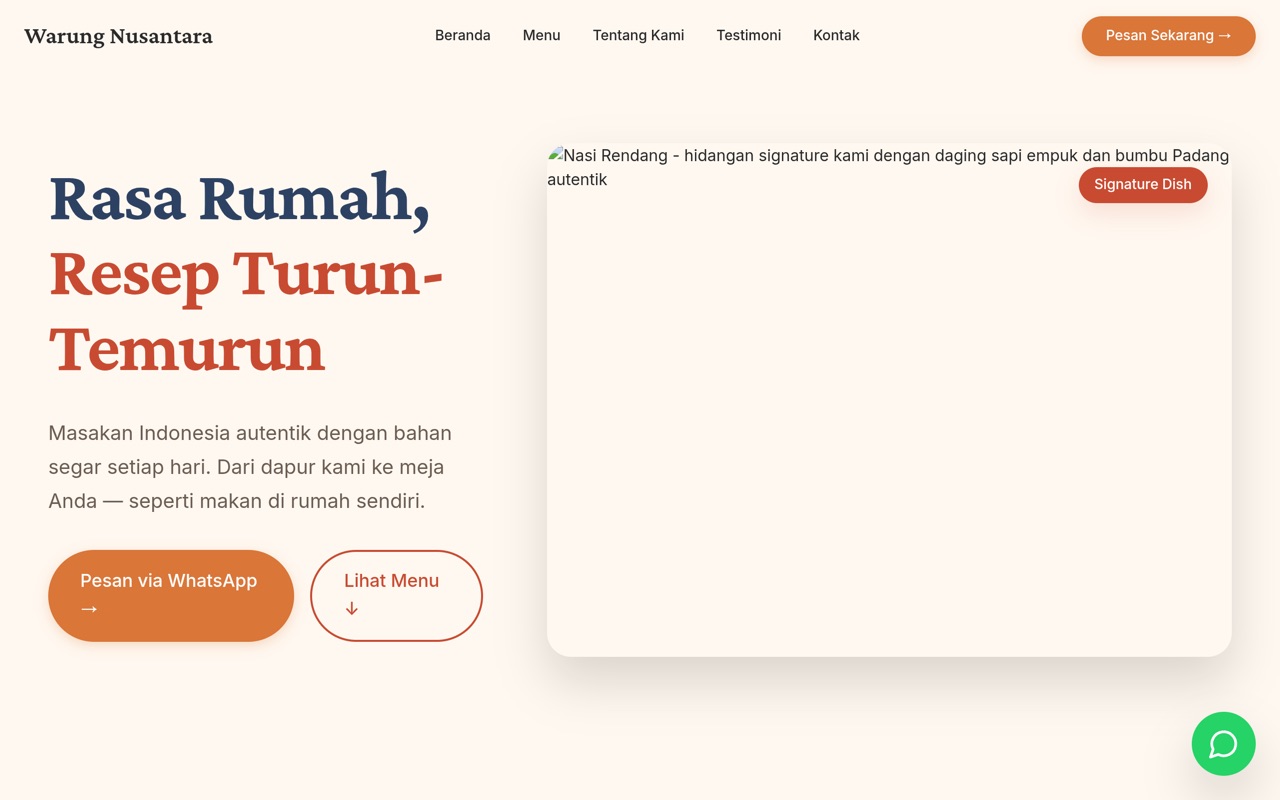 Warung Nusantara website made with monpage