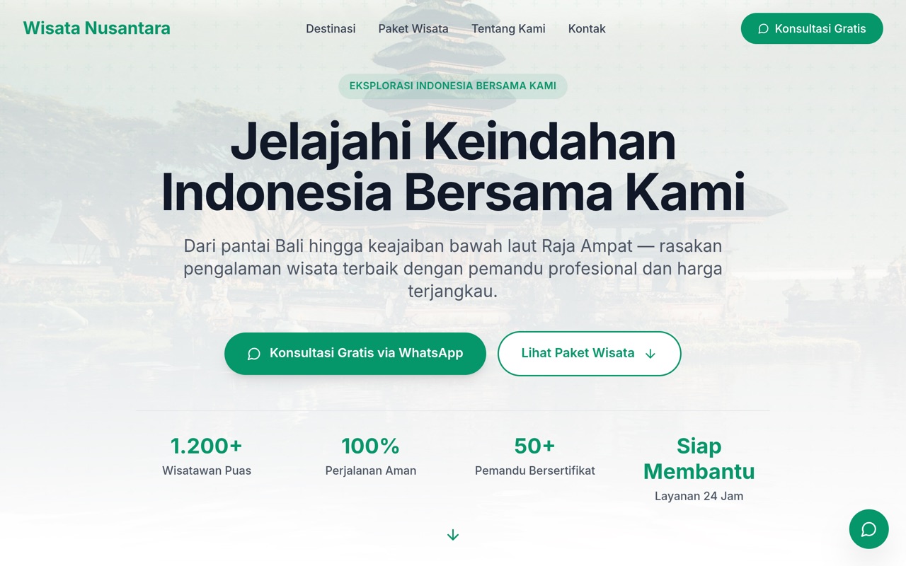 Wisata Nusantara website made with monpage