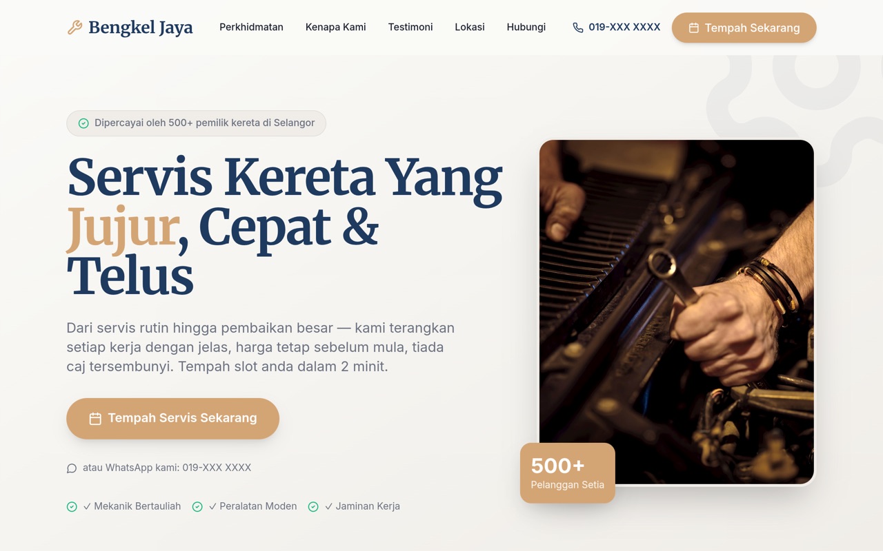 Bengkel Jaya website made with monpage