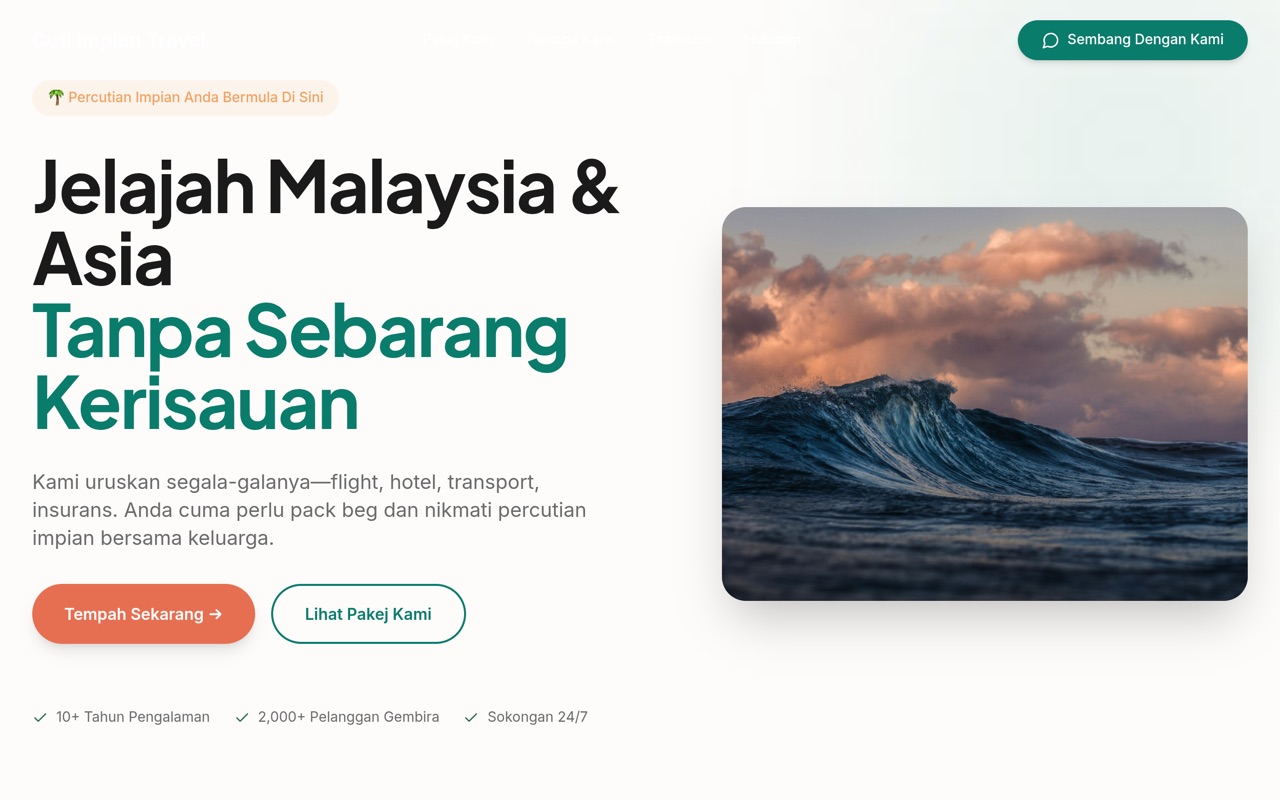 Cuti Impian Travel website made with monpage