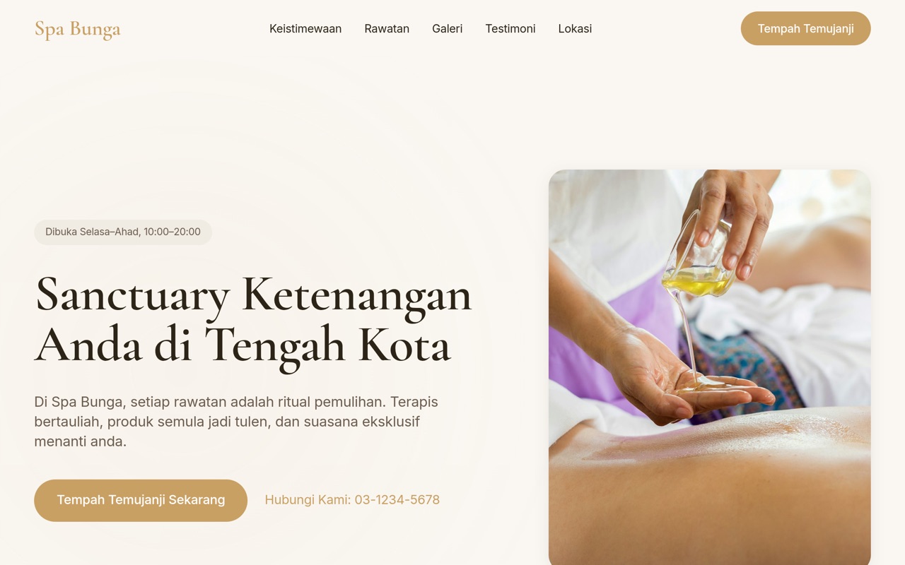 Spa Bunga website made with monpage