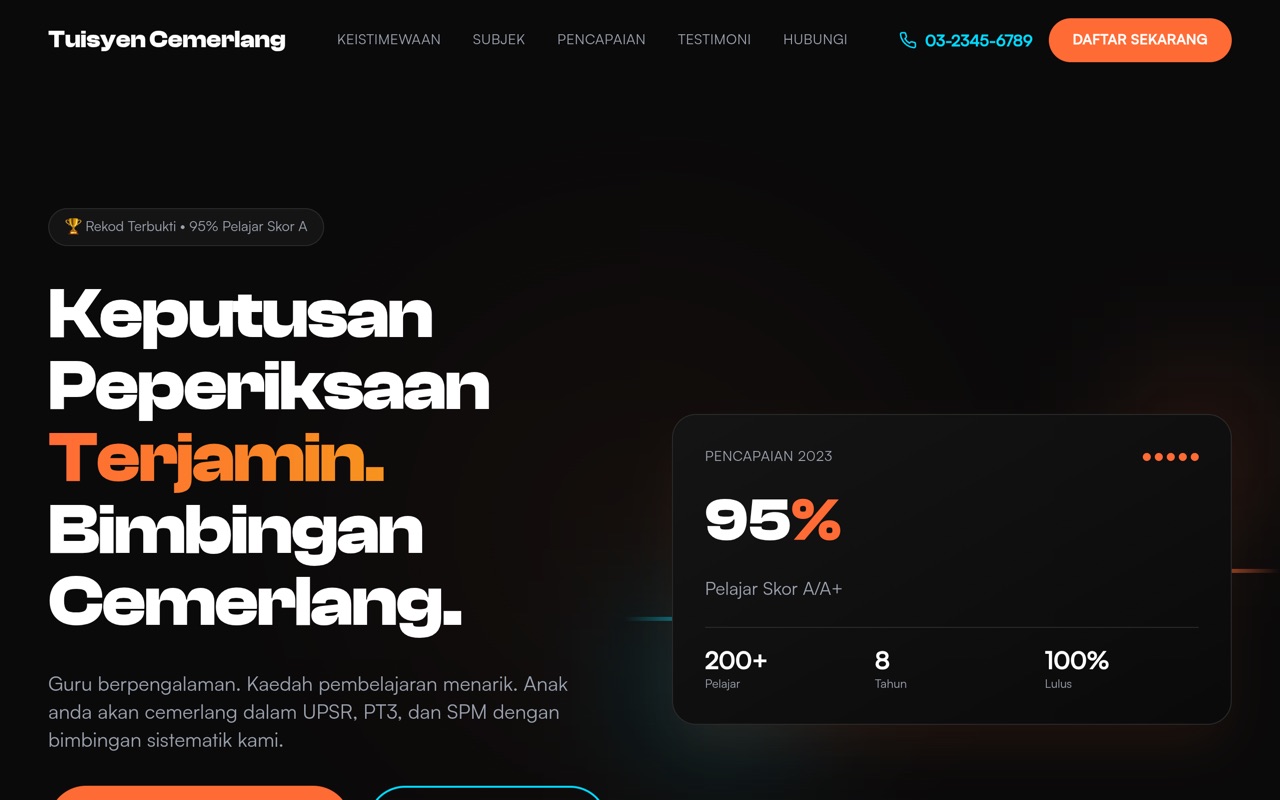 Tuisyen Cemerlang website made with monpage