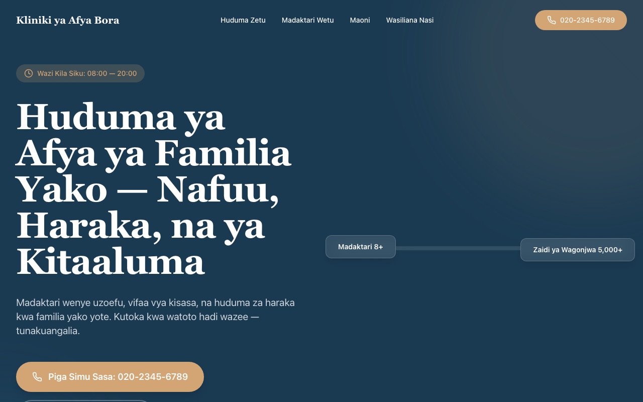 Kliniki ya Afya Bora website made with monpage