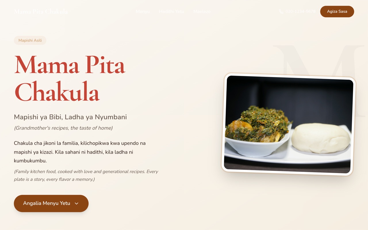 Mama Pita Chakula website made with monpage