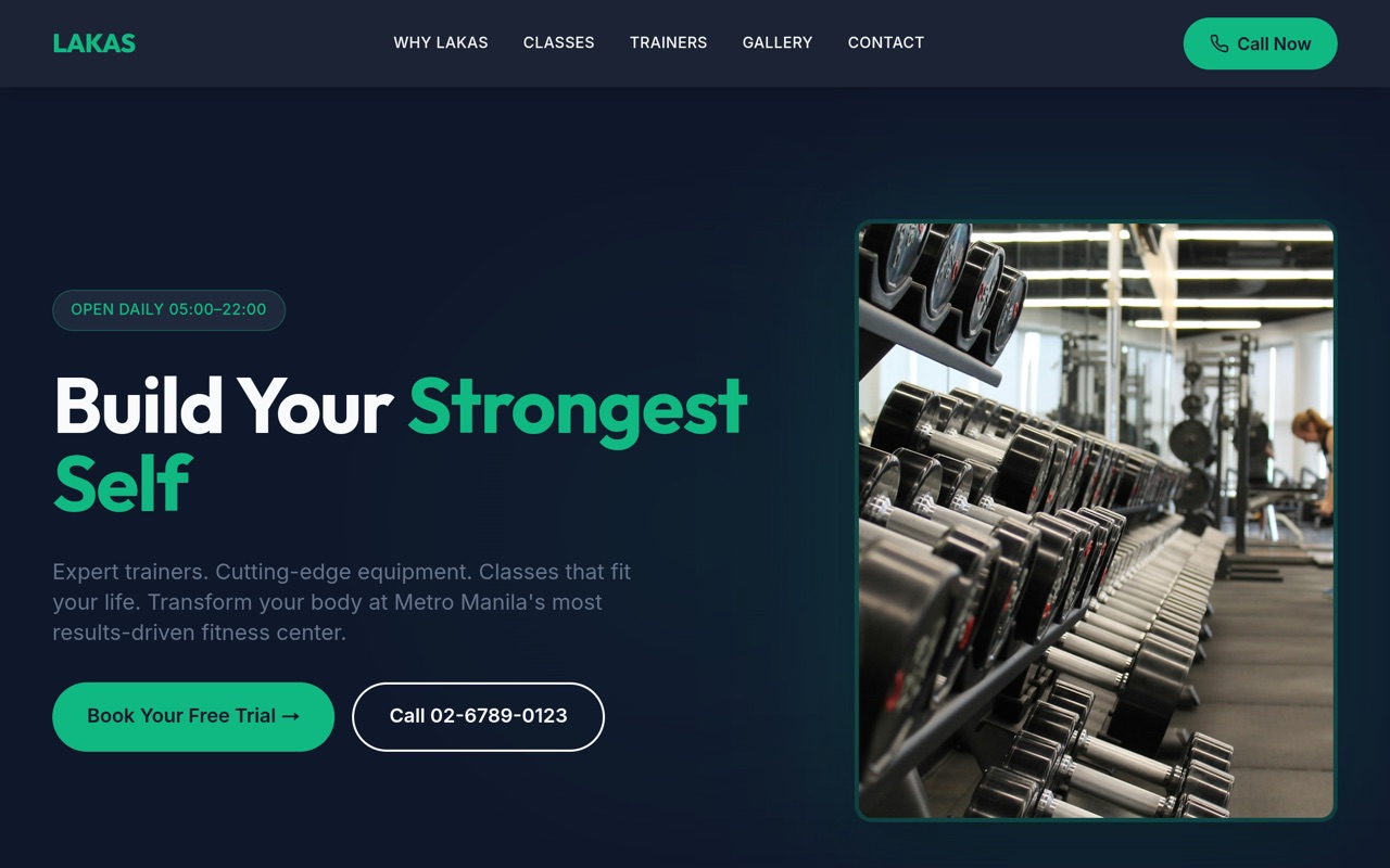 Lakas Fitness Gym website made with monpage