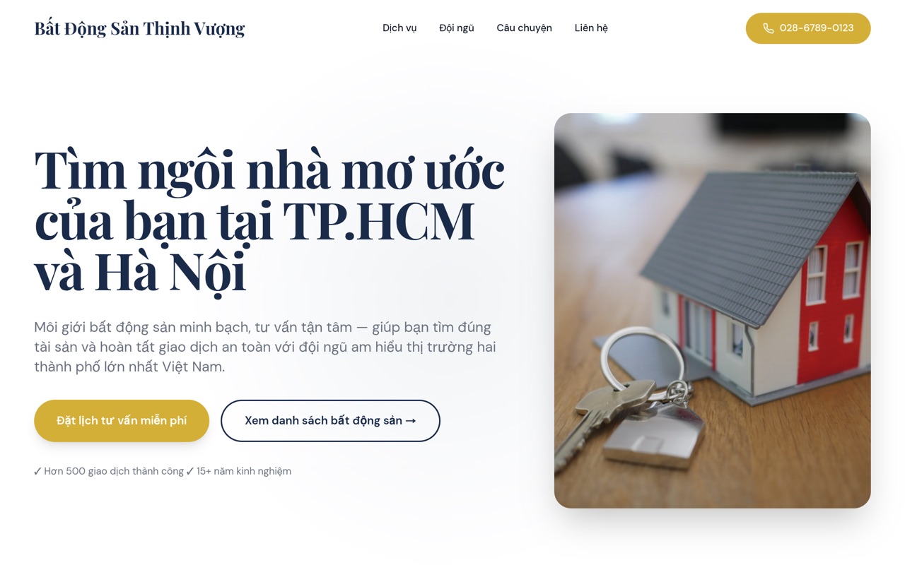 Bất Động Sản Thịnh Vượng website made with monpage