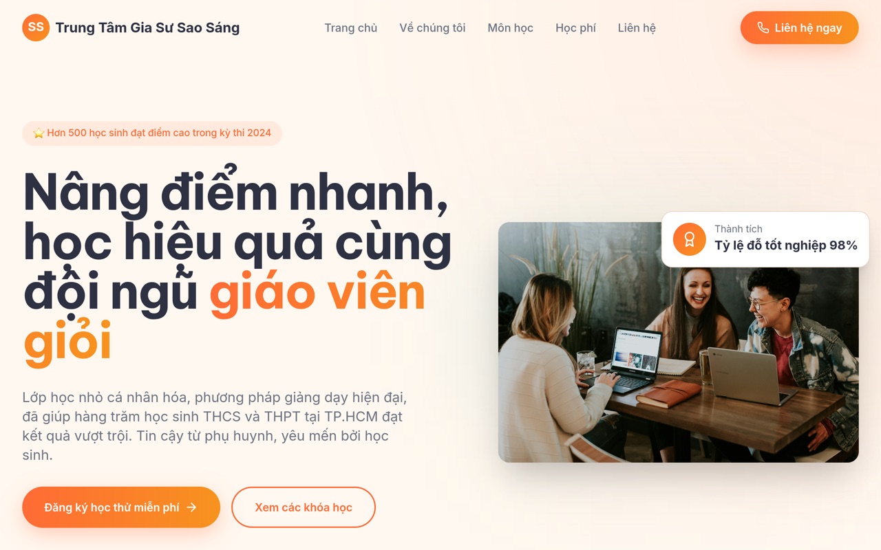 Gia Sư Sao Sáng website made with monpage
