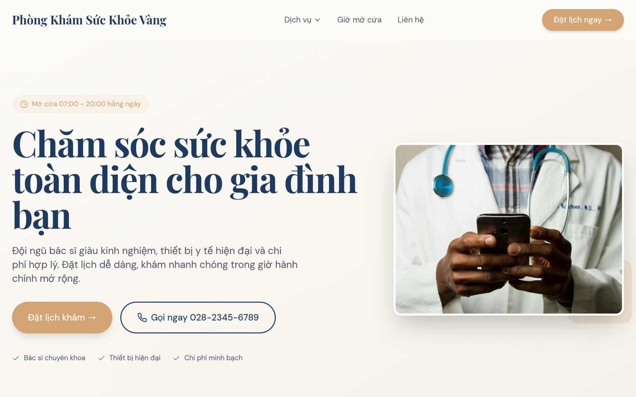 Phòng Khám Sức Khỏe Vàng website made with monpage
