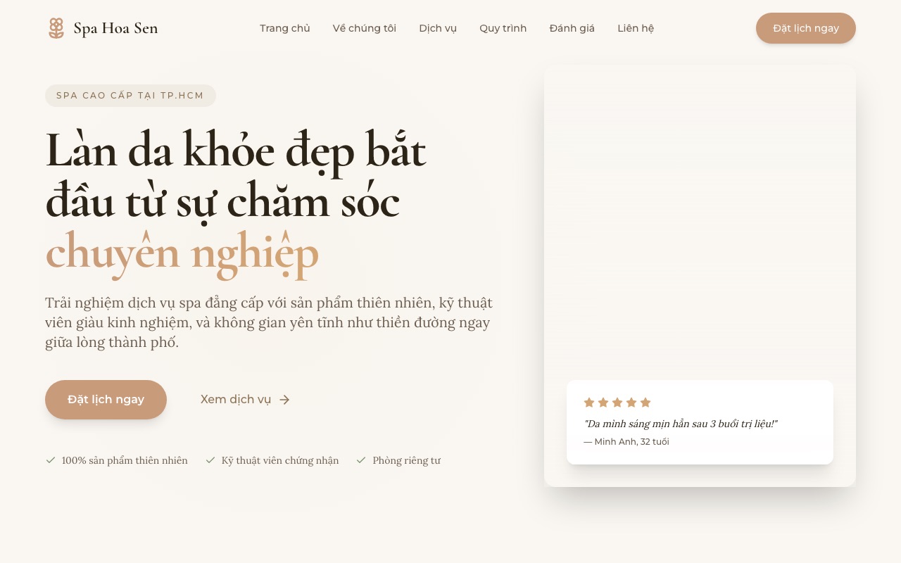 Spa Hoa Sen Làm Đẹp website made with monpage